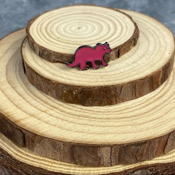 Triceratops Pink Small Enamel Pin/ Brooch Lapel - Picture 2 of 6